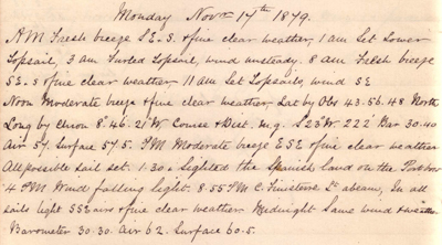 17 November 1879 journal entry